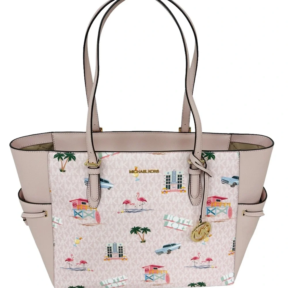 Michael Kors Pink Shoulder Bag with Tropical Print - Picture 8 of 10